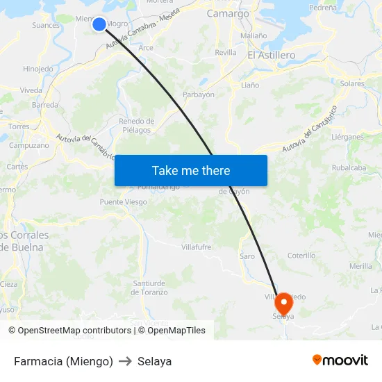 Farmacia (Miengo) to Selaya map
