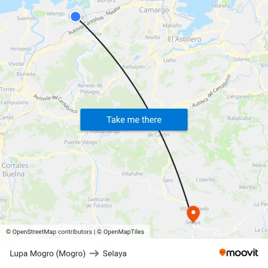 Lupa Mogro (Mogro) to Selaya map