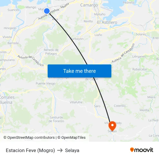 Estacion Feve (Mogro) to Selaya map