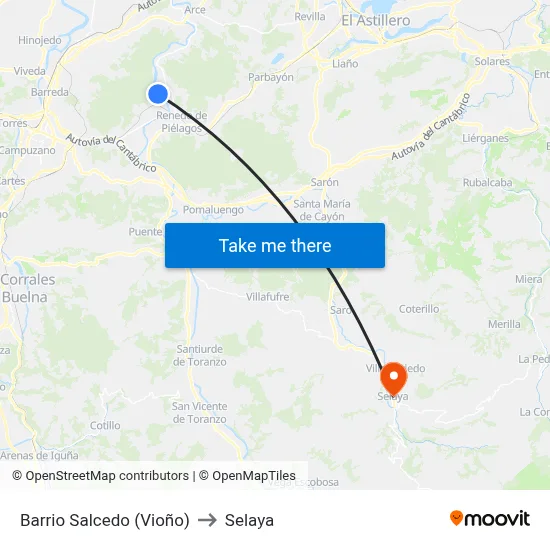 Barrio Salcedo (Vioño) to Selaya map
