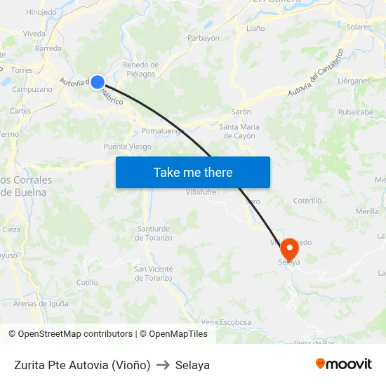 Zurita Pte Autovia (Vioño) to Selaya map