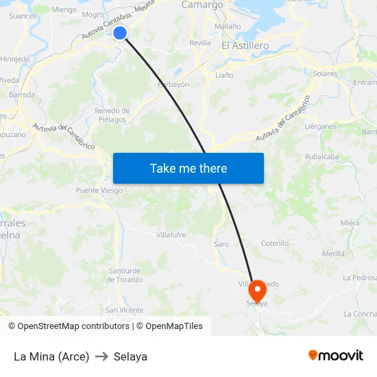 La Mina (Arce) to Selaya map