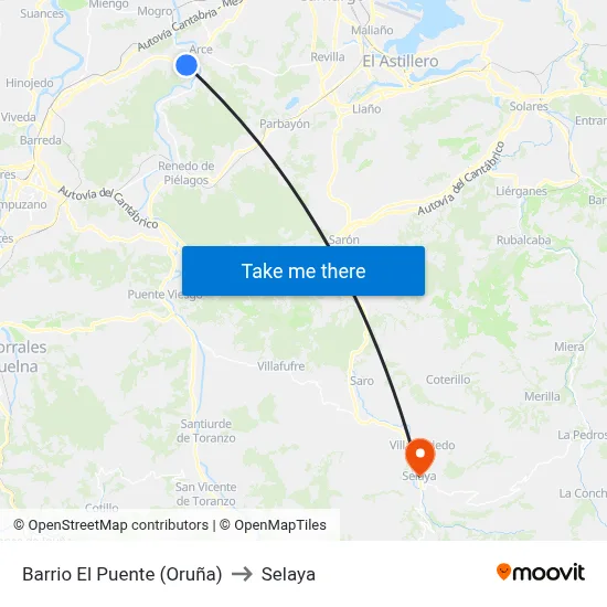 Barrio El Puente (Oruña) to Selaya map