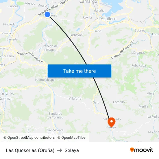 Las Queserias (Oruña) to Selaya map