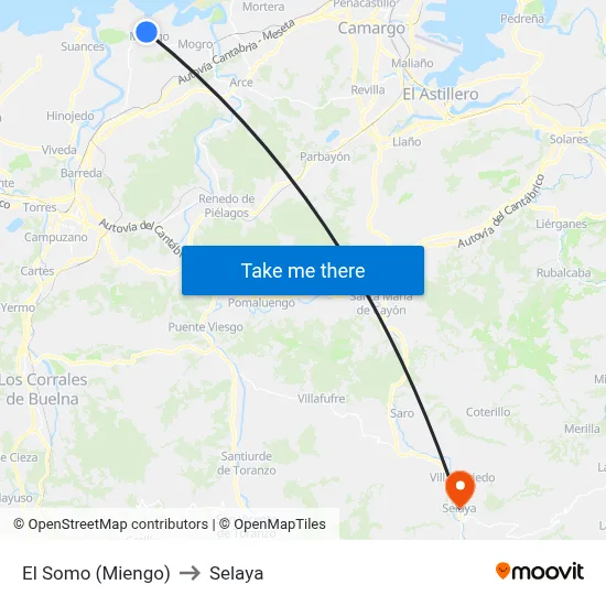 El Somo (Miengo) to Selaya map