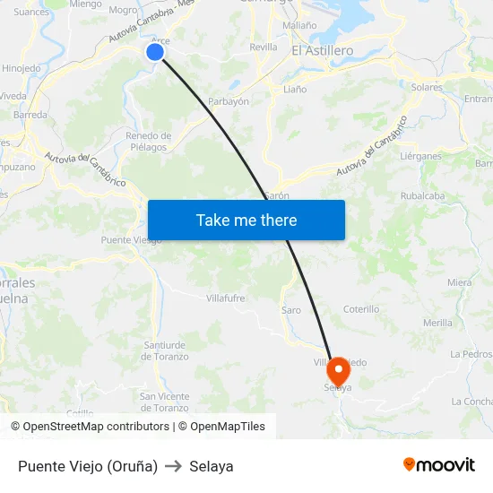 Puente Viejo (Oruña) to Selaya map