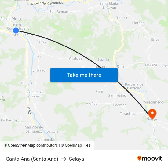 Santa Ana (Santa Ana) to Selaya map