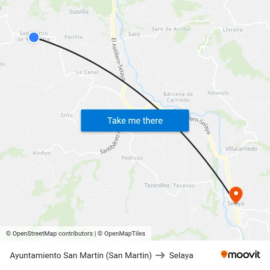 Ayuntamiento San Martin (San Martin) to Selaya map