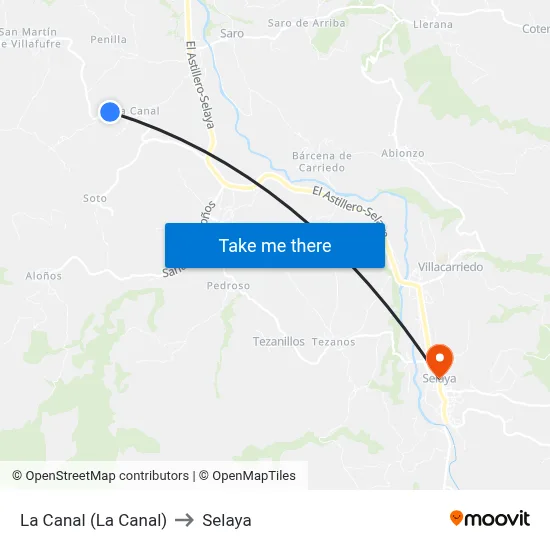 La Canal (La Canal) to Selaya map