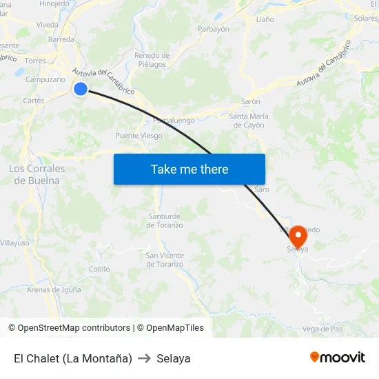 El Chalet (La Montaña) to Selaya map
