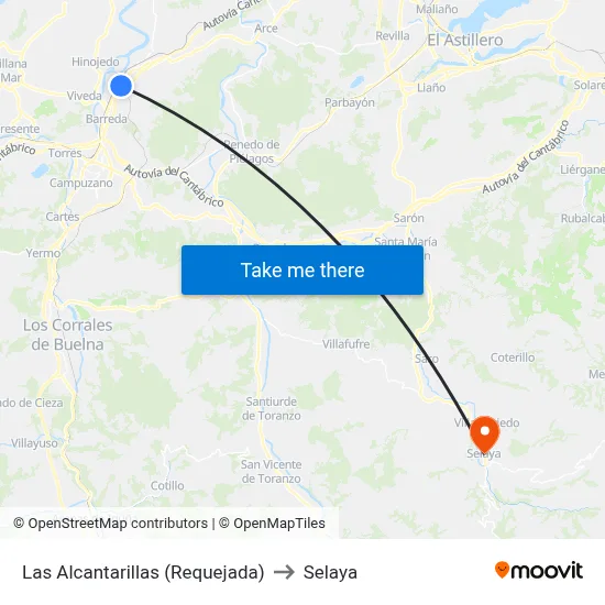 Las Alcantarillas (Requejada) to Selaya map