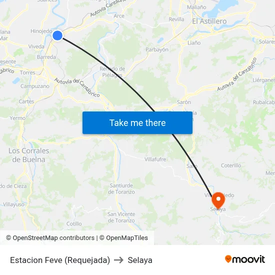 Estacion Feve (Requejada) to Selaya map