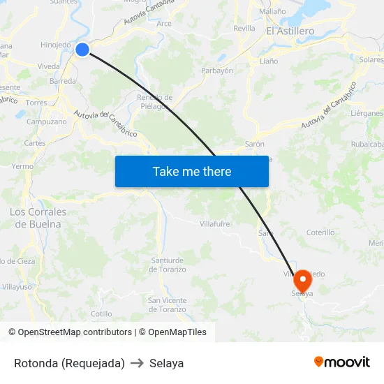 Rotonda (Requejada) to Selaya map