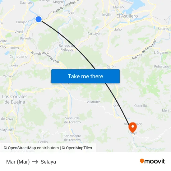 Mar (Mar) to Selaya map