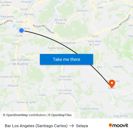 Bar Los Angeles (Santiago Cartes) to Selaya map