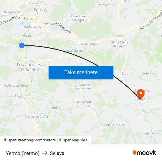 Yermo (Yermo) to Selaya map