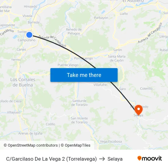 C/Garcilaso De La Vega 2 (Torrelavega) to Selaya map