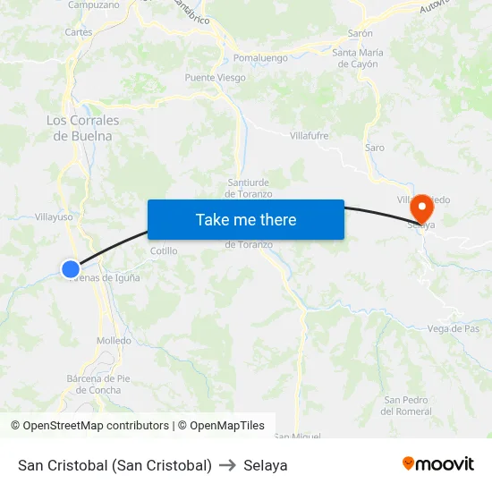 San Cristobal (San Cristobal) to Selaya map