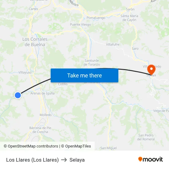 Los Llares (Los Llares) to Selaya map
