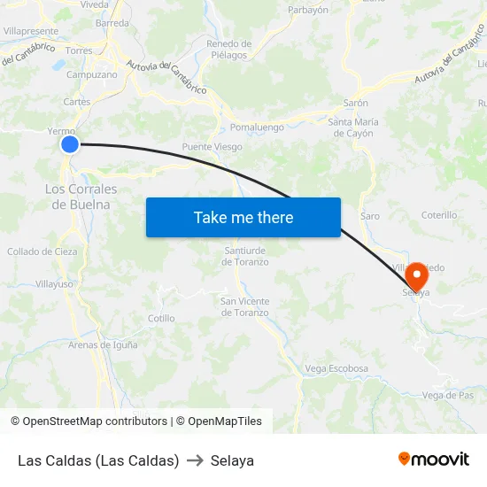 Las Caldas (Las Caldas) to Selaya map