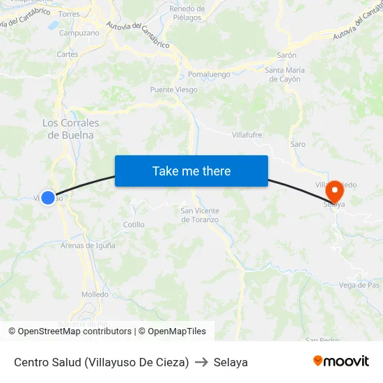 Centro Salud (Villayuso De Cieza) to Selaya map