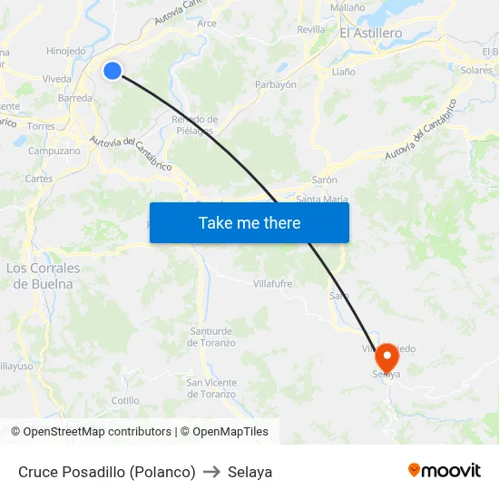 Cruce Posadillo (Polanco) to Selaya map