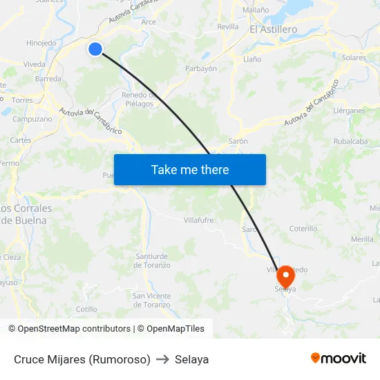 Cruce Mijares (Rumoroso) to Selaya map