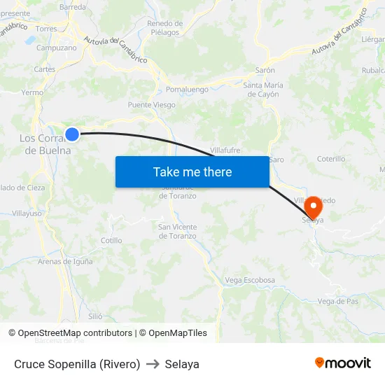 Cruce Sopenilla (Rivero) to Selaya map