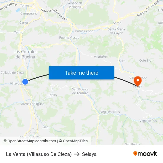 La Venta (Villasuso De Cieza) to Selaya map