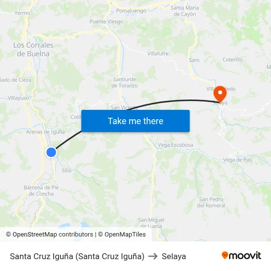 Santa Cruz Iguña (Santa Cruz Iguña) to Selaya map