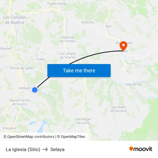 La Iglesia (Silio) to Selaya map