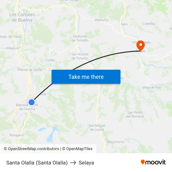 Santa Olalla (Santa Olalla) to Selaya map