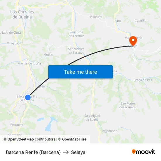 Barcena Renfe (Barcena) to Selaya map