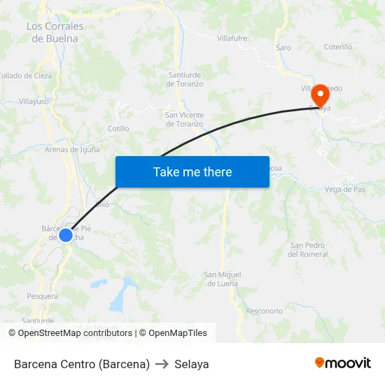 Barcena Centro (Barcena) to Selaya map