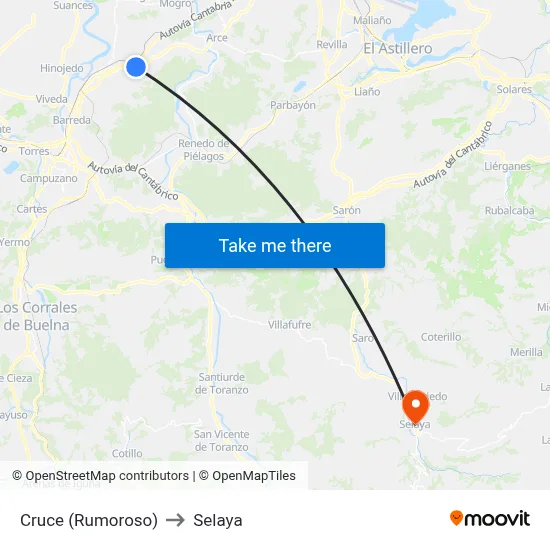 Cruce (Rumoroso) to Selaya map