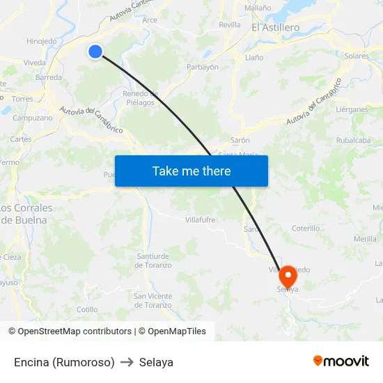 Encina (Rumoroso) to Selaya map