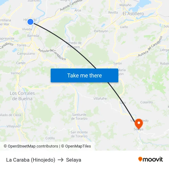 La Caraba (Hinojedo) to Selaya map