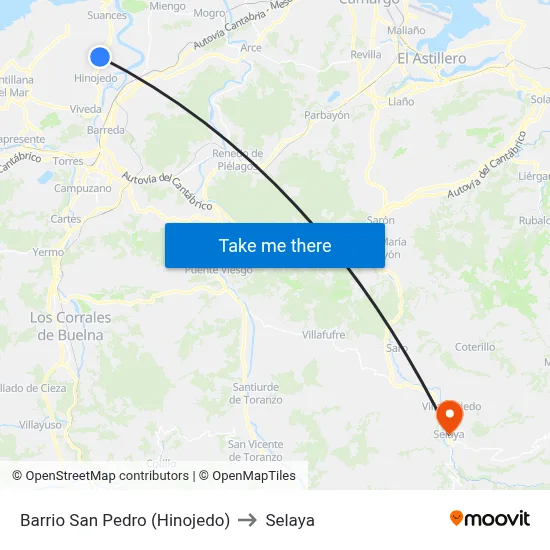 Barrio San Pedro (Hinojedo) to Selaya map