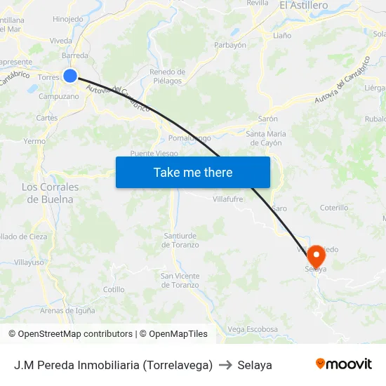 J.M Pereda Inmobiliaria (Torrelavega) to Selaya map