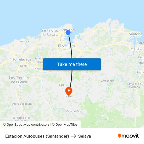 Estacion Autobuses (Santander) to Selaya map