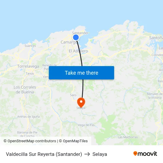 Valdecilla Sur Reyerta (Santander) to Selaya map