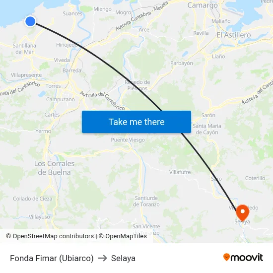 Fonda Fimar (Ubiarco) to Selaya map