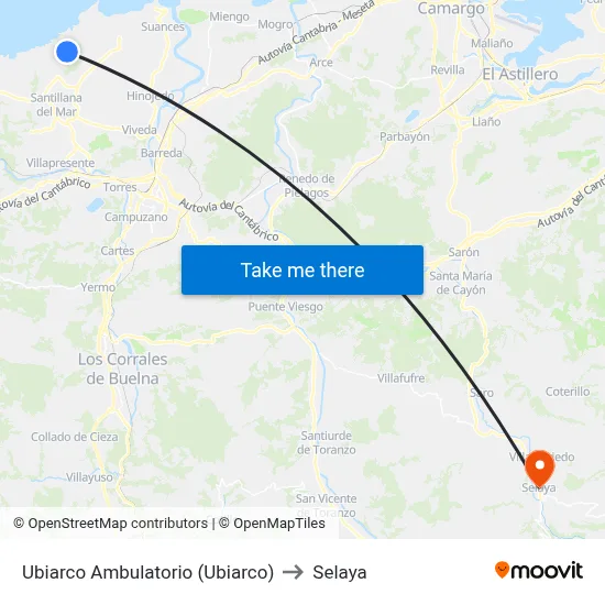 Ubiarco Ambulatorio (Ubiarco) to Selaya map