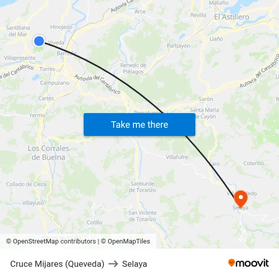 Cruce Mijares (Queveda) to Selaya map