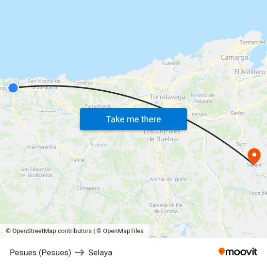 Pesues (Pesues) to Selaya map