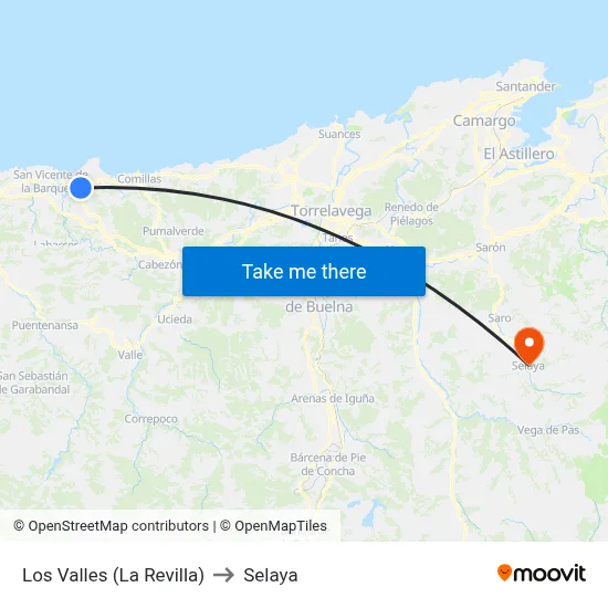 Los Valles (La Revilla) to Selaya map