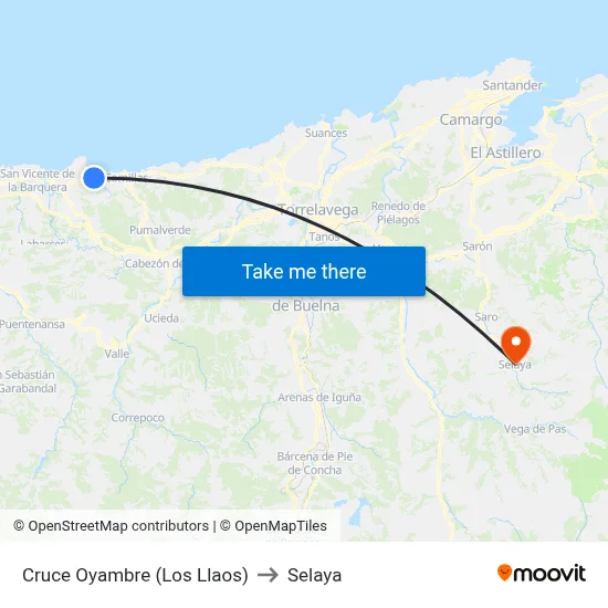 Cruce Oyambre (Los Llaos) to Selaya map