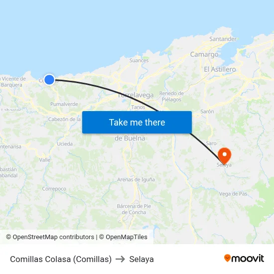Comillas Colasa (Comillas) to Selaya map