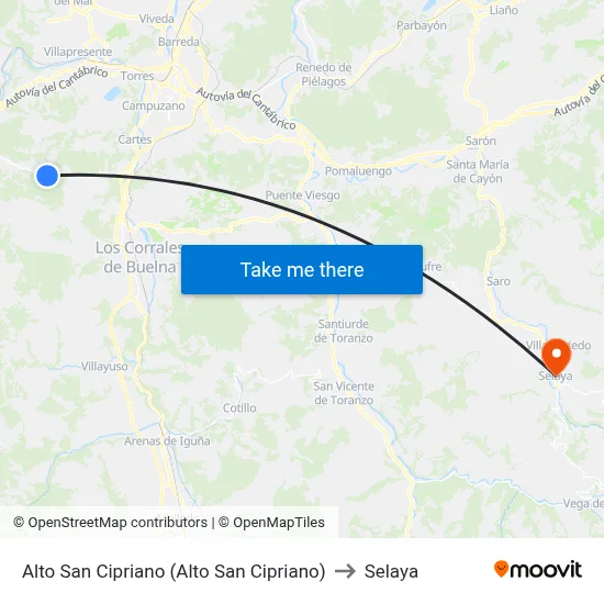 Alto San Cipriano (Alto San Cipriano) to Selaya map