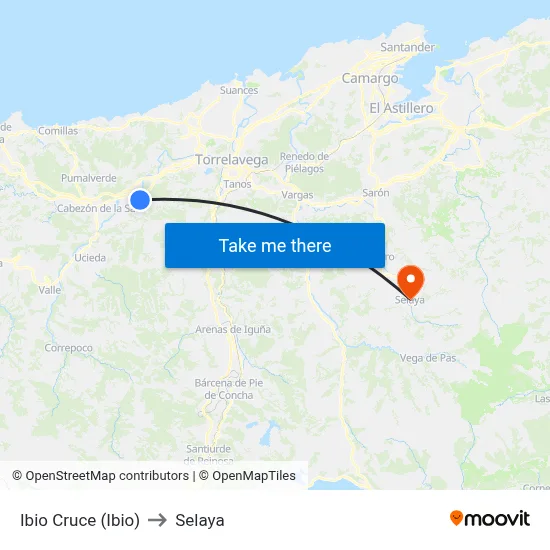 Ibio Cruce (Ibio) to Selaya map